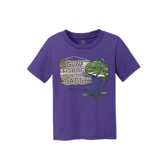 Gone Fishing With Daddy Kids Cotton T-Shirt - Purple - Small