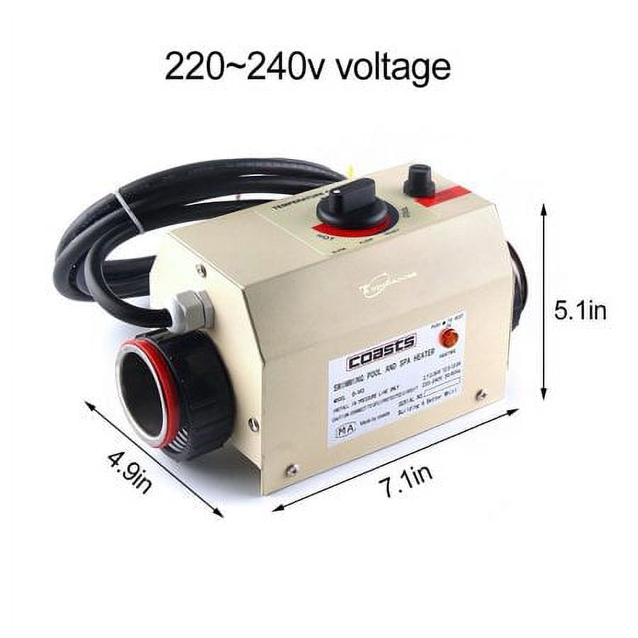 TOPCHANCES 220V 3KW Electric Water Heater Swimming Pool Thermostat SPA Bath Water Heater