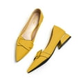 thumbnail image 3 of YDN Women Fashion Pointed Closed Toe Block Low Heel Pumps Slip On Flats Shoes Office Daily Shopping Size 7 Yellow, 3 of 4