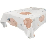 SKYSONIC 60"x120" Square Tablecloth with Cute Elephants Prints, Anti-Wrinkle and Smooth Table Cloth for Kitchen/Home Party Decoration