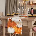 thumbnail image 2 of Burnt Orange Fall Pumpkin Table Runner Thanksgiving Maple Leaves Botanical Tablerunners 14 x 72 Inch, Table Decorations Tabletop Scarf for Summer Gathering Holiday Farmhouse Kitchen Dining Decor, 2 of 8