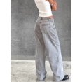 thumbnail image 6 of Women Y2k Low Rise Baggy Jeans Loose Fit Boyfriend Straight Wide Leg Trendy Stretch Long Denim Pants Grayish Blue XS, 6 of 7