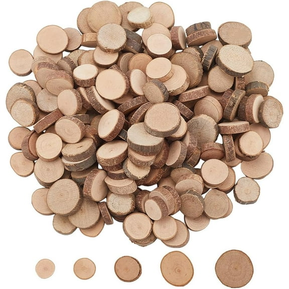 About 180Pcs Mini Wood Slices Round Wooden Craft Circles Bulk Tan Natural Unfinished Blank Small Circle Cabochons Ornaments Slice for DIY Crafts Painting Home Party Decorations Supplies