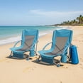 thumbnail image 3 of AIKKYS 2 Pack Portable Folding Beach Chairs for Adults,Lightweight Extra Wide with Cup Holders,Storage Pockets and Carry Bag for Camping,Travel,Blue, 3 of 8