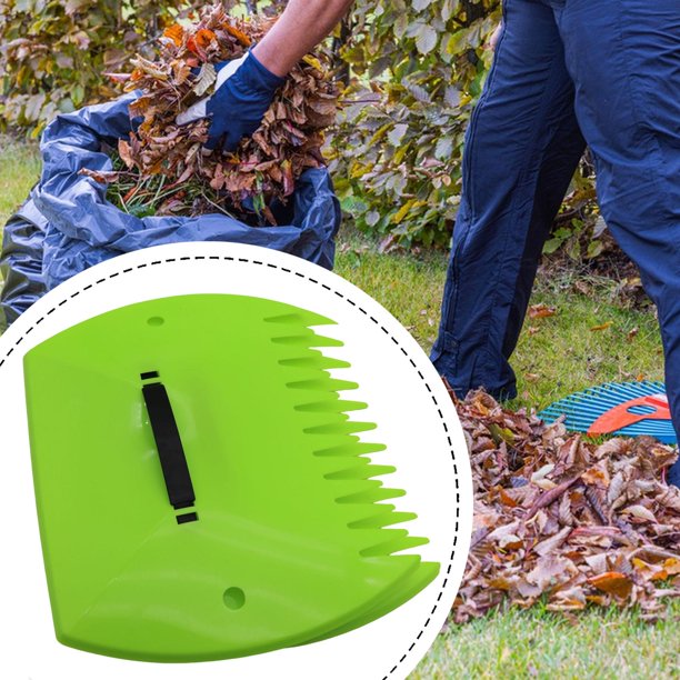 recogedoras de hojas, rastrillos manuales versátiles, herramienta de jardinería para limpiar basura, escombros de césped, esparcir mantillo en Rectángulo verde claro