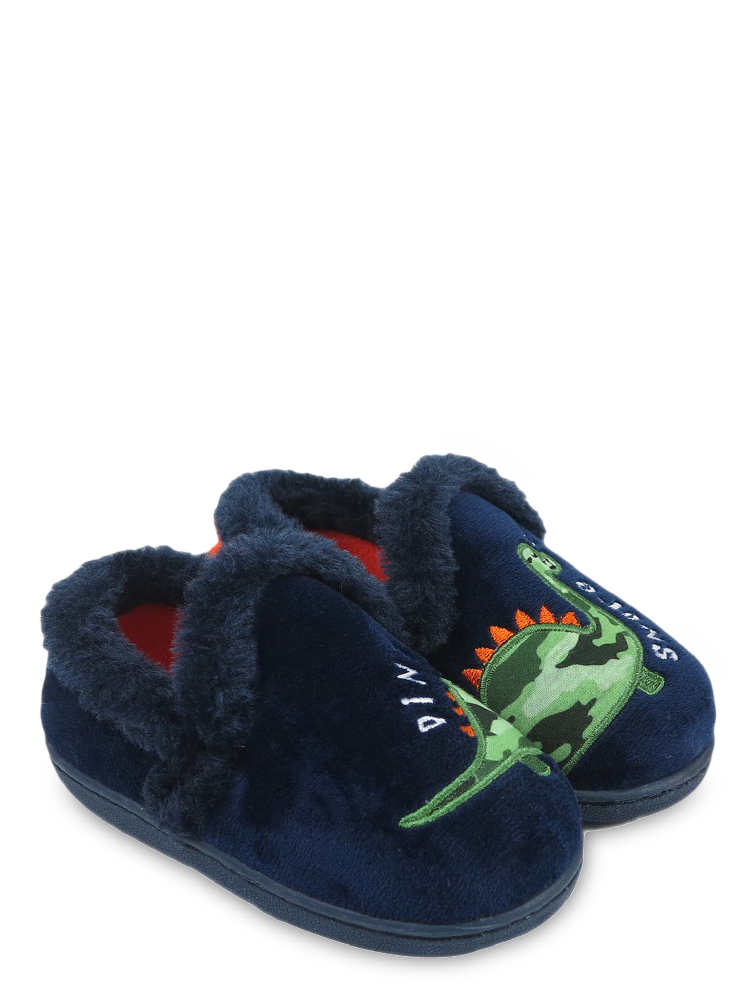 NEW Boys Dinosaur T-Rex Plush Slipper Size 7/8 Blue By Wonder Nation 