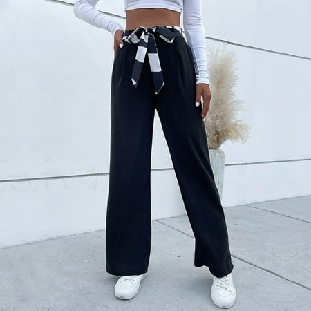 

TIANEK Casual Elastic Solid Bandage Wide Leg Trousers Daily Harun Small Maternity Dress Pants Clearance