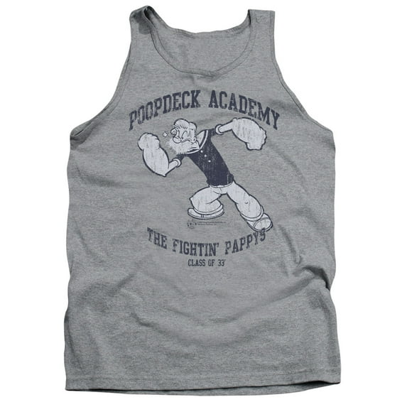 Popeye Poopdeck Academy Adult Tank Top Athletic Heather