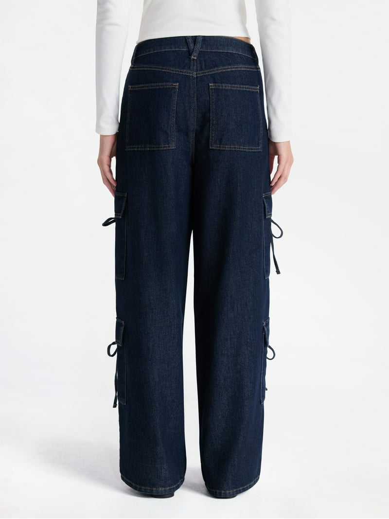 No Boundaries Bow Cargo Jeans, 30.5” Inseam, Women's - Walmart.com