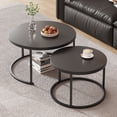 thumbnail image 5 of Set of 2 Nesting Coffee Tables,Black Sintered Stone Tabletop & Wrought Iron Frame, Modern Living Room Accent Furniture, 5 of 11