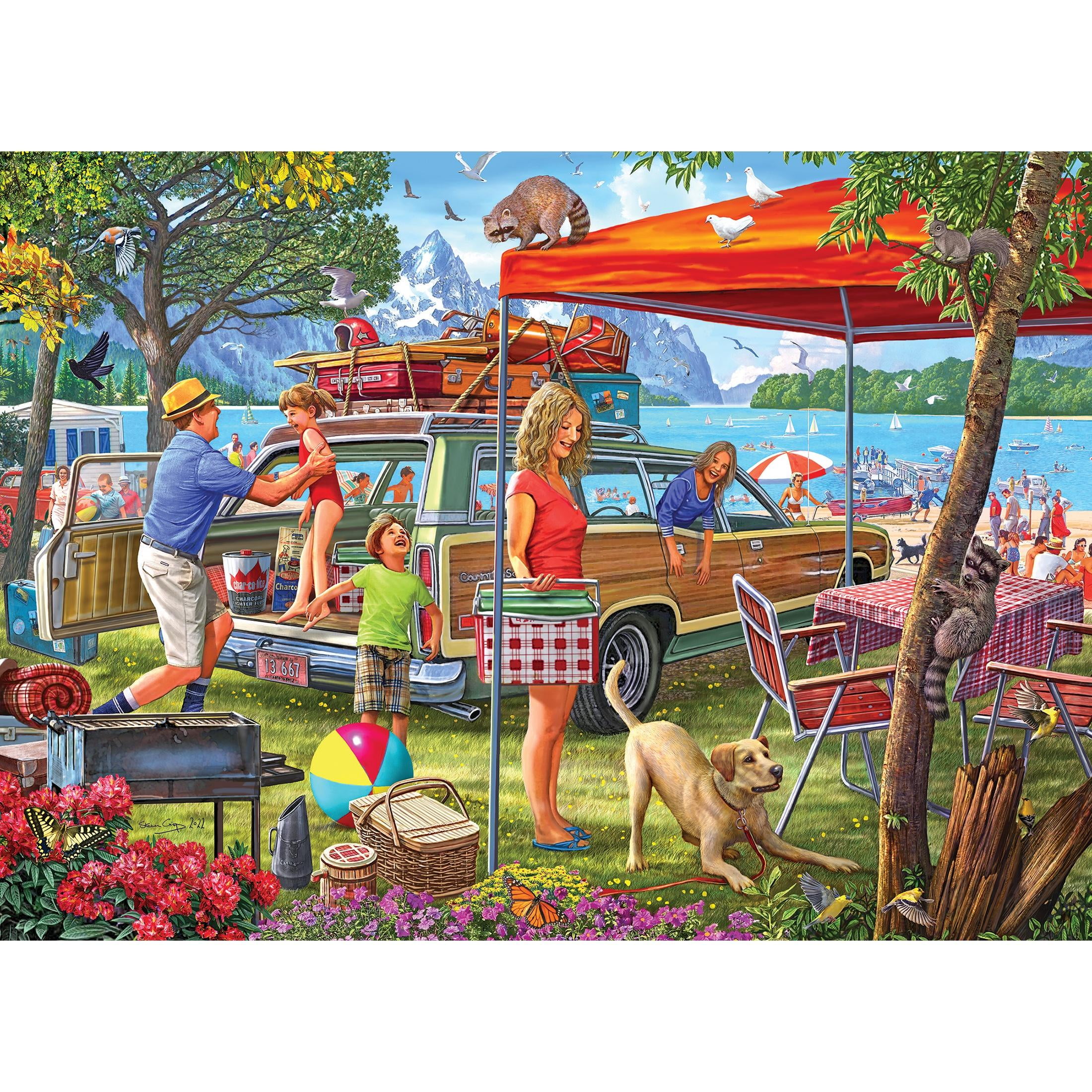 Kodak 350-Piece Puppies on a Picnic XL Jigsaw Puzzle for Beginners