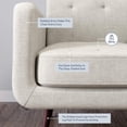 thumbnail image 3 of BELLEZE Hasting Arm Chair Comfy Fabric Upholstered Tufted Accent Chair Single Sofa for Bedroom Living Room with Wooden Legs, Off-White, 3 of 6