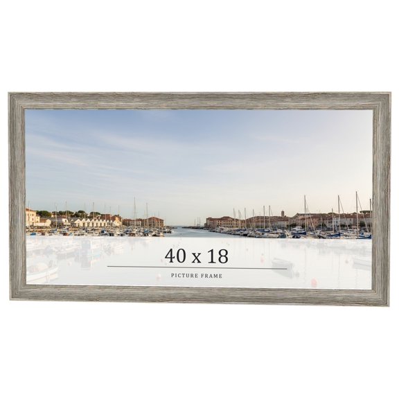 40x18 Frame Grey Solid Wood Picture Frame Width 1 Inches | Interior Frame Depth 0.5 Inches |