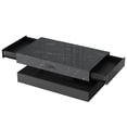 thumbnail image 5 of SESSLIFE Large Black LED Coffee Table with 2 Storage Drawers, Charging Station, Modern High Gloss Coffee Table w/LED Lights/APP Control, 2 Tiers Rectangle Living Room Furniture w/Marbling Print 47.2", 5 of 13