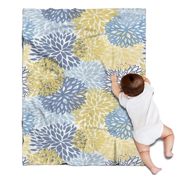 Blue and Yellow Floral Pattern Blanket,Comfortable Soft Flannel Throw Blanket,All Season,Warm Lightweight Blankets for Sofa Bed Couch Living Room Chair,30"x40"
