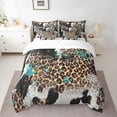 thumbnail image 2 of 7 PiecesTwin Size Leopard Print Comforter Set,Black White Cow Texture Abstract Animals Bedding Set,Rustic Farmhouse（Comforter+Fitted+Flat Sheet+2 Pillowcases+2 Throw Pillow Covers, 2 of 5
