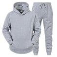 thumbnail image 4 of 2Pcs/Set Long Sleeve Elastic Waist Mid-rise Thickened Sportswear Set Men Winter Solid Color Pockets, 4 of 5