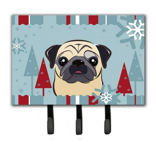 Winter Holiday Fawn Pug Leash & Key Holder