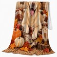 thumbnail image 2 of Autumn Labrador Retriever By Fireplace, Cozy Pet Portrait Pattern, Warm Flannel Blanket for Living Room and Bedroom, Dog Lovers Thanksgiving Gift, Pet Lover Home Decor, 2 of 9