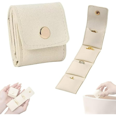 Mini Travel Jewelry Bag,Auxiliaryn Jewelry Organizers and Storage,Tinycious Portable Foldable Travel JewelryOrganizer Case with Buckle (A)