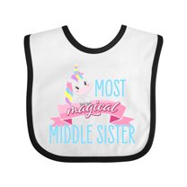 Inktastic Most Magical Middle Sister- Cute Unicorn Girls Baby Bib