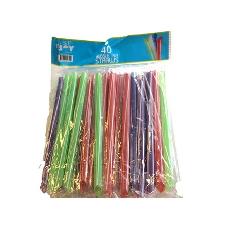 Crystalware Assorted Bubble Tea Straws, 8in, 40ct