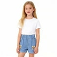 thumbnail image 5 of DAETIROS Girls Denim Shorts with Bows Elastic Waist Rolled Cuff Light Wash 100% Cotton Kids Little Girl Sizes 2-12,Size 4 T, 5 of 5
