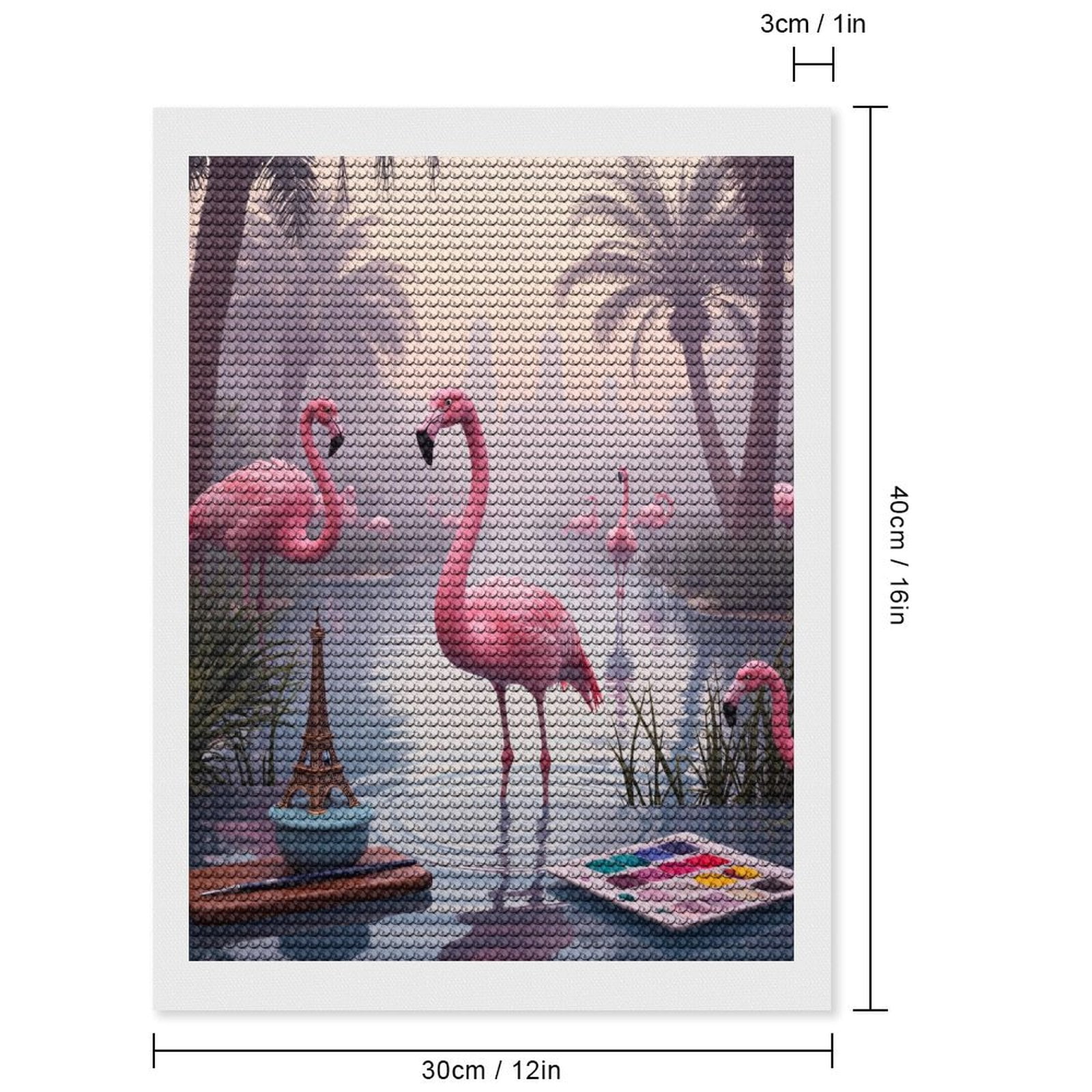 Diamond Art Kits for Adults, Pink Flamingos Tropical Oasis Art 5D Diamond Painting Kits for Adults Beginners, DIY Full Drill Diamond Painting, Gem Art and Crafts 12x16