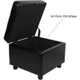 thumbnail image 3 of Tufted Leather Square Flip Top Storage Ottoman Cube Foot Rest, Black ST-SOPUBL1, 3 of 8