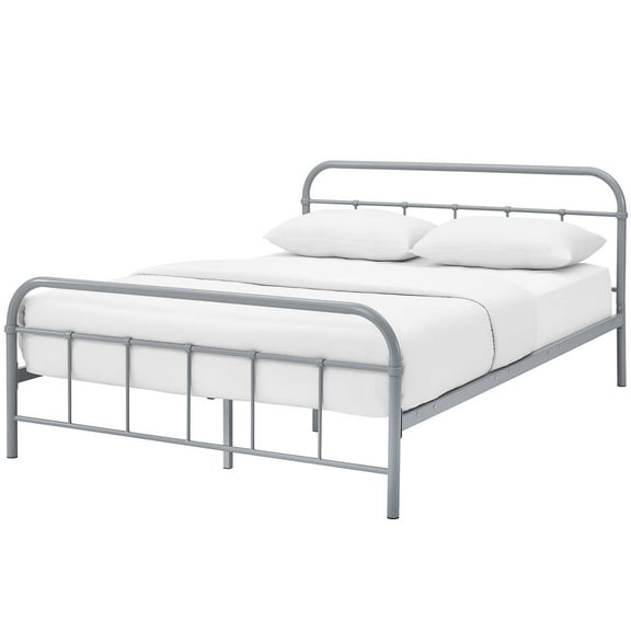 Mod Uptown Contemporary Metal Platform Bed, Queen, Gray