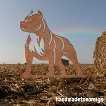 Handmadetneonsign American Pit Bul Dog Rusty Metal Stake, Dog Rusty Memorial Stake, Garden Stake 72180