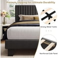 thumbnail image 6 of Honfach Full Size Bed Frame, Upholstered Platform Bed with Velvet Headboard, Wide Bed Legs and Strong Wood Slats Support,Dark Grey, 6 of 7