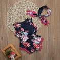 thumbnail image 3 of Kiapeise Baby Girl Floral Romper Sleeveless Pompom Tassel Jumpsuit +Headband, 3 of 6