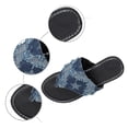 thumbnail image 5 of Wovix Summer Slipper For Women Plaid Denim Flat Sandals Vintage Raw Trim Open Toe Non Slip Jean Slide Thong Sandals Indoor Outdoor Shoes Blue 37, 5 of 8