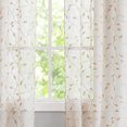 thumbnail image 4 of Fragrantex Linen Summer Sheer Curtains 84 inches for Living Room Leaf Embroidery Patterned Sheers Window Curtains Draperies Rod Pocket 38"Wx84"L,2 Panels,Champagne, 4 of 7