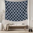 thumbnail image 4 of Navy Blue Morocco Tapestry for Bedroom Wall Hanging Tapestry, Modern Farmhouse Minimalist Plaid Ceiling Backdrop Tapestries Poster Blanket Wall Decor for Teens Room Living Room Dorm 59" x 90", 4 of 7