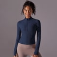 thumbnail image 5 of Chaqueta superior de manga larga acanalada de compresión para mujer, ajustada, deportiva, para correr, Fitness, abrigo con cremallera, camisetas de Yoga, sudaderas de entrenamiento, 5 of 5