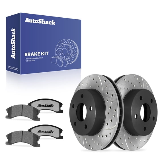 AutoShack Front Vented Drilled & Slotted E-Coated Brake Rotors   Ceramic Pads 6-PC Brake Kit Replacement for 1999-2004 Jeep Grand Cherokee ShadowGuard 12" (304.7 mm)