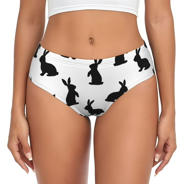 Fotbe Black Rabbit Calzones Estampados para Mujer – Ropa Interior de Algodón, Cómoda, Suave y Elástica-Medium