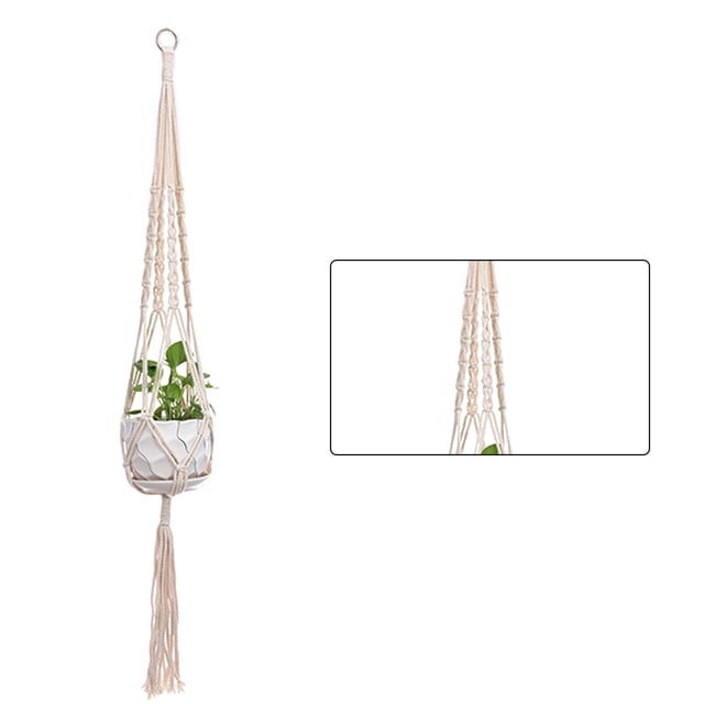 Billuyoard Cestas colgantes 100 hechas a mano, soporte para plantas, macramé, colgador de plantas, maceta para colgar en la pared interior, soporte para Jardín y Patio No.04 Billuyoard HA001777-04