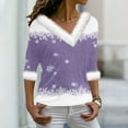 thumbnail image 1 of Prix Réduit! Aqestyerly Hauts de Noël à Manches Longues pour Femmes, Pull Imprimé Col en V Manches Longues, 1 of 3