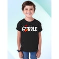 thumbnail image 2 of Gobble Thanksgiving Dinner Funny Turkey Face Youth T-shirt For Kids, XL, Black, 2 of 6