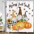 thumbnail image 4 of Fall Shower Curtain for Bathroom, Autumn Sunflower Pumpkin Gnome Design Thanksgiving Bathtub Curtains, Waterproof Fabric Farmhouse Bath Curtain Sets Home Decor with 12 Hooks, 72X72in, 4 of 5