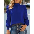 thumbnail image 1 of Camisa de manga abullonada, blusa de color puro con mangas abullonadas largas para mujer, blusas casuales de manga larga, diseño de vanguardia, 1 of 6