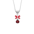 thumbnail image 2 of Delight Jewelry Silvertone Mini Red Translucent Ladybug Red Bow Heart Necklace, 2 of 4