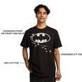 thumbnail image 3 of Batman Bats Logo & Portrait Men's Black Oversized Heavyweight Crew Neck Short Sleeve T-shirt-Medium, 3 of 5