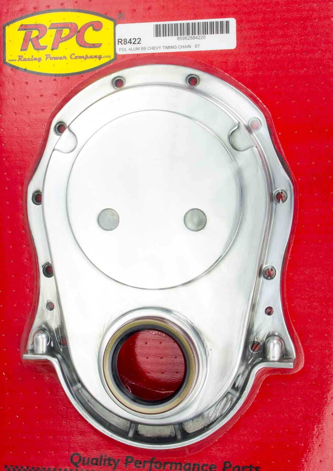 RACING POWER CO BBC Polished Aluminum 1 Piece Timing Cover Kit P/N