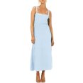 thumbnail image 3 of Coduop Women Spaghetti Straps Ribbed Dress Square Neck Sleeveless Lace Up Ruched Party Long Dress, 3 of 7