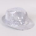 thumbnail image 3 of RUNQHUI Women Men Sequin Fedora Hat Disco Hat Jazz Dance Hat Hip-Hop Rapper Stage Performance Silver One Size, 3 of 4
