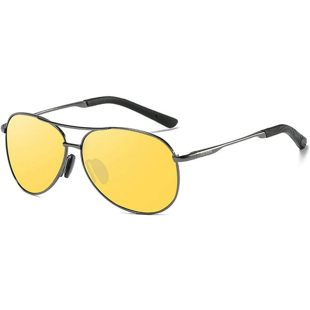 Aviator Sunglasses for Men Women Polarized UV Protection Multicolor  Polarised Pilot Sunglasses for Mens Unisex (Night Vision Lens Grey Frame) 